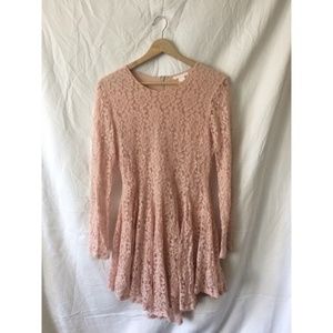Coquette Romantic  Pink Lace Mini Dress